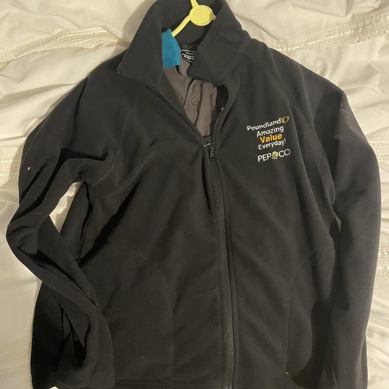 small black Poundland zip up jacket soft cotton... Depop