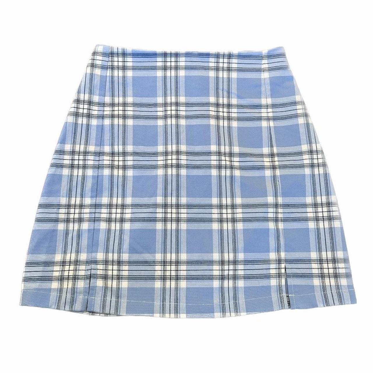 Brandy Melville Cara Skirt Blue And White Plaid One Depop