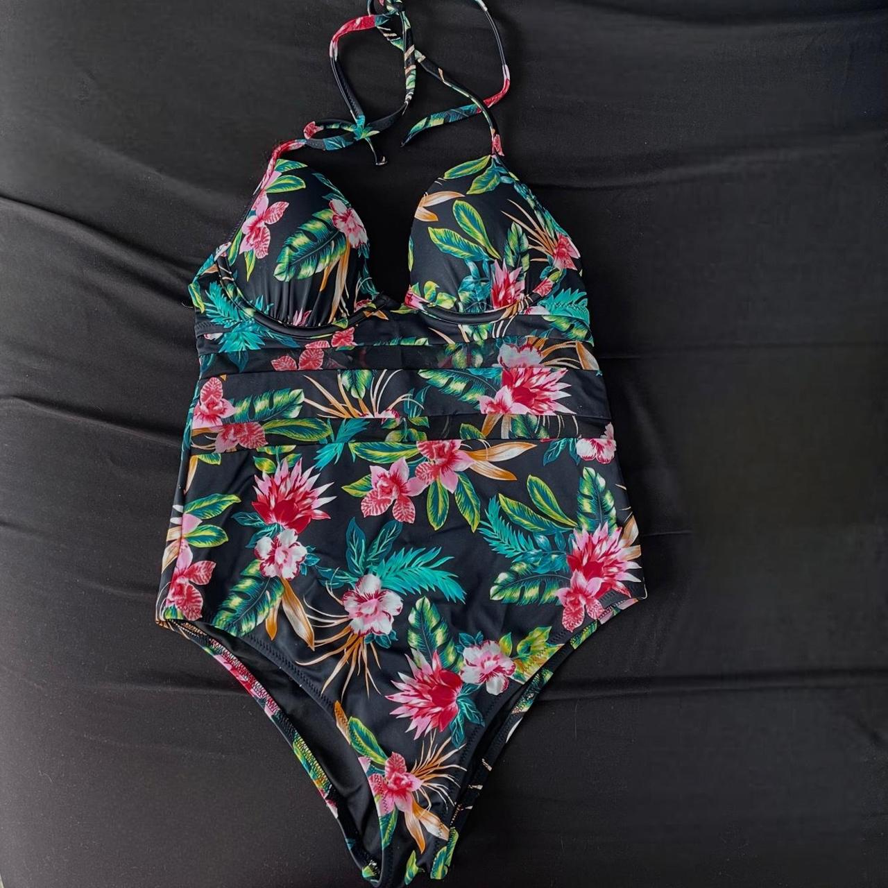 one piece floral swimsuit💌 chest size 34B worn once... - Depop