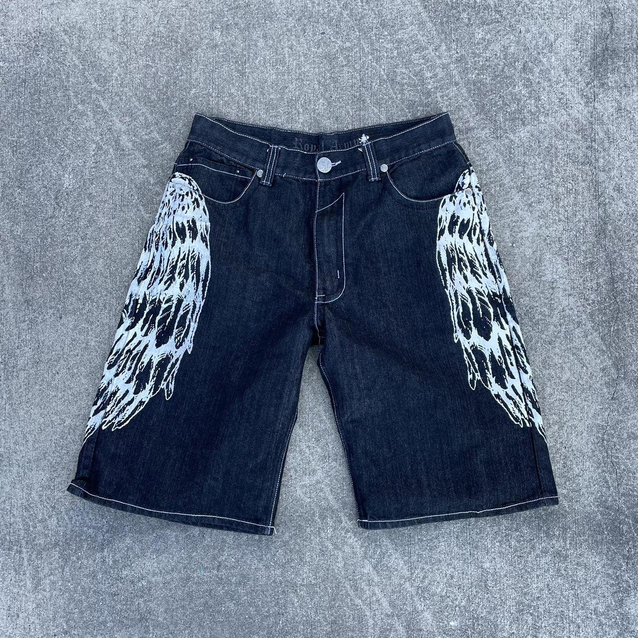 Y2K Angel Wing Jorts Grunge Skater Y2K Royal Depop