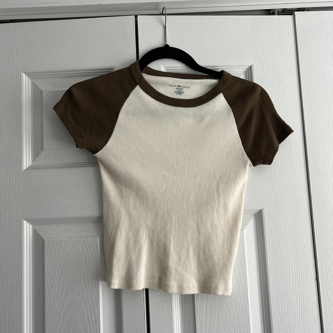 brandy melville bella top in ivory brown!!! i love... - Depop
