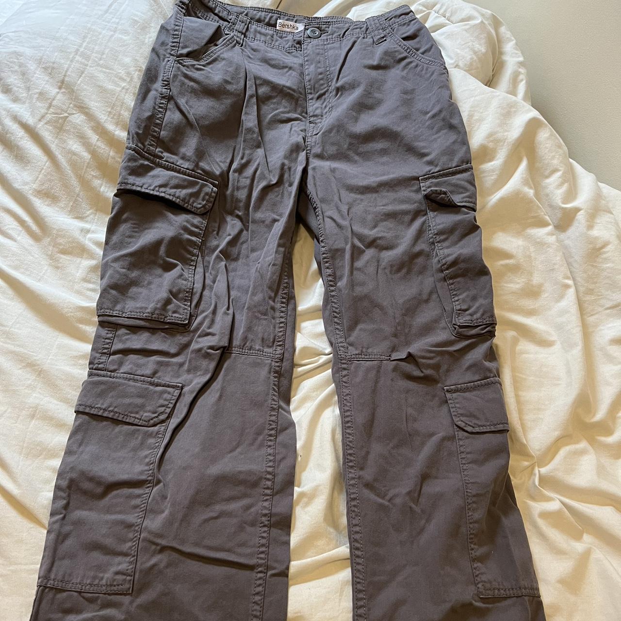 Size 8 Grey Bershka Cargo Pants With Ties Inside Depop   P0 