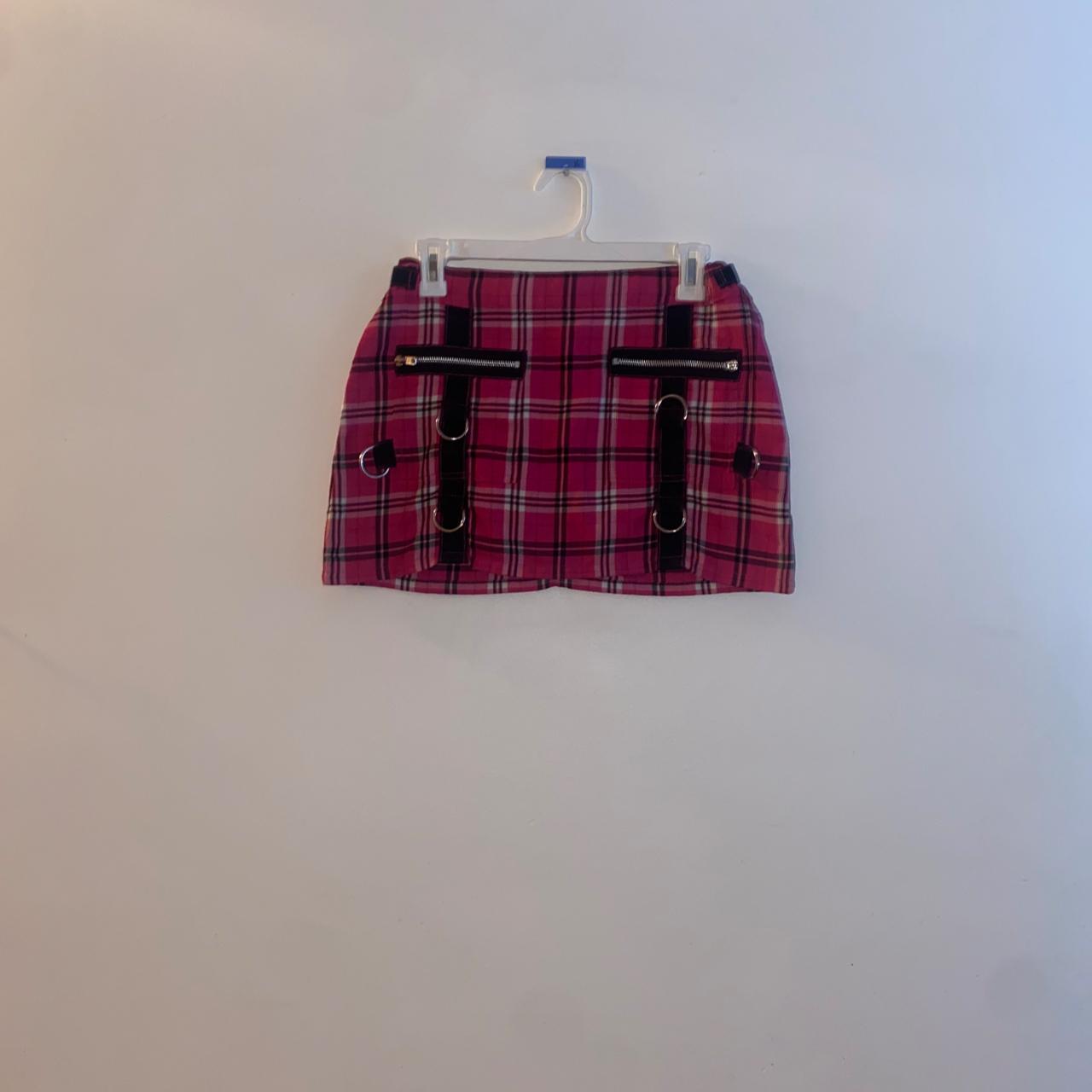 Tripp Nyc Pink Plaid Mini Skirt Buckles And Depop