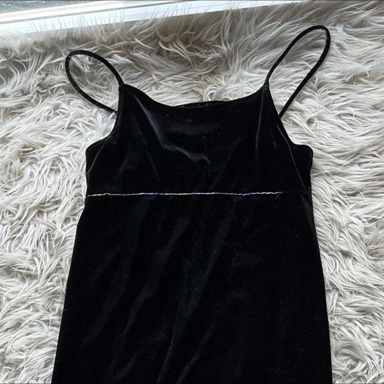 Black velvet y2k ruffle dress A cute and comfy... - Depop