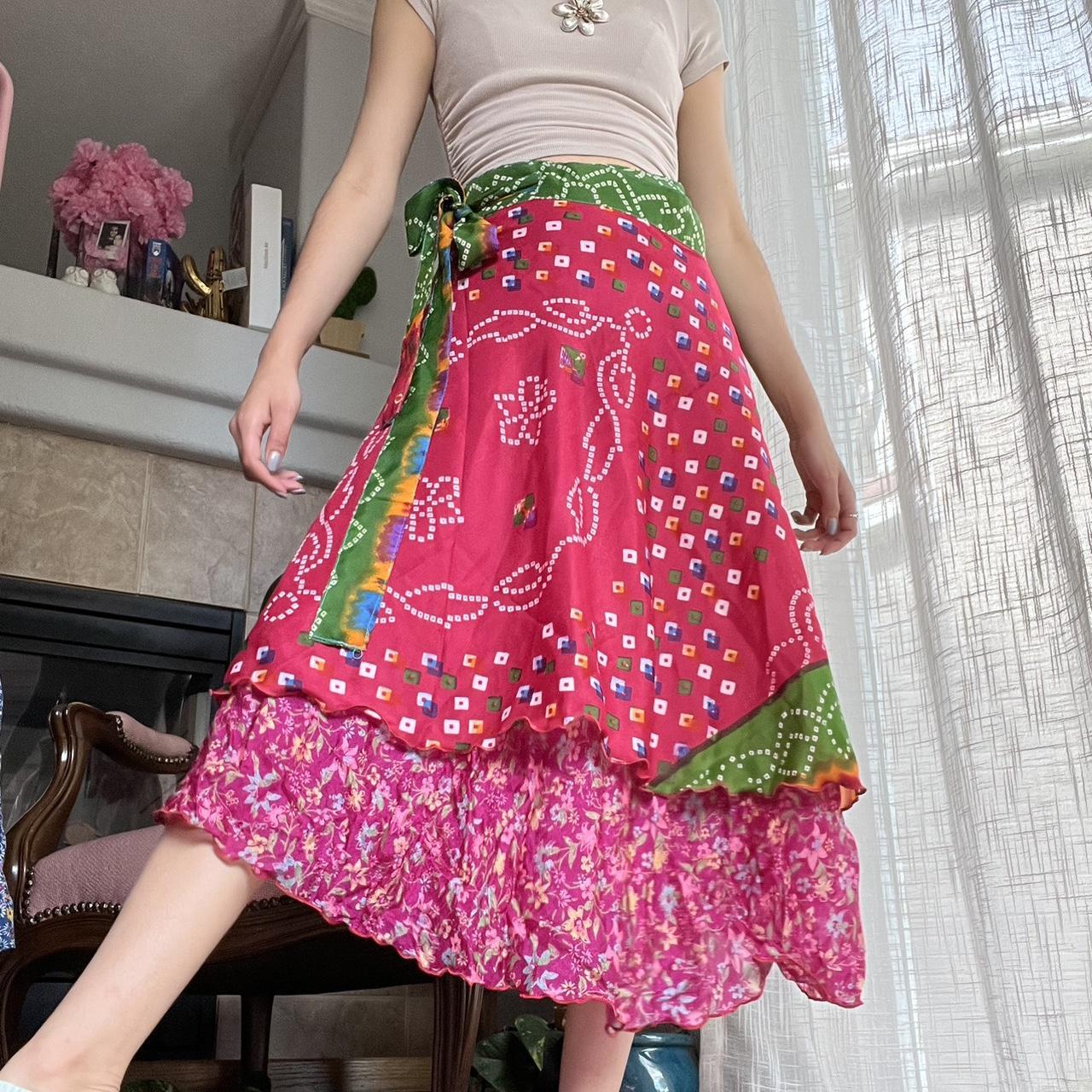 Reversible long silk skirt So cute and 70s groovy. Depop