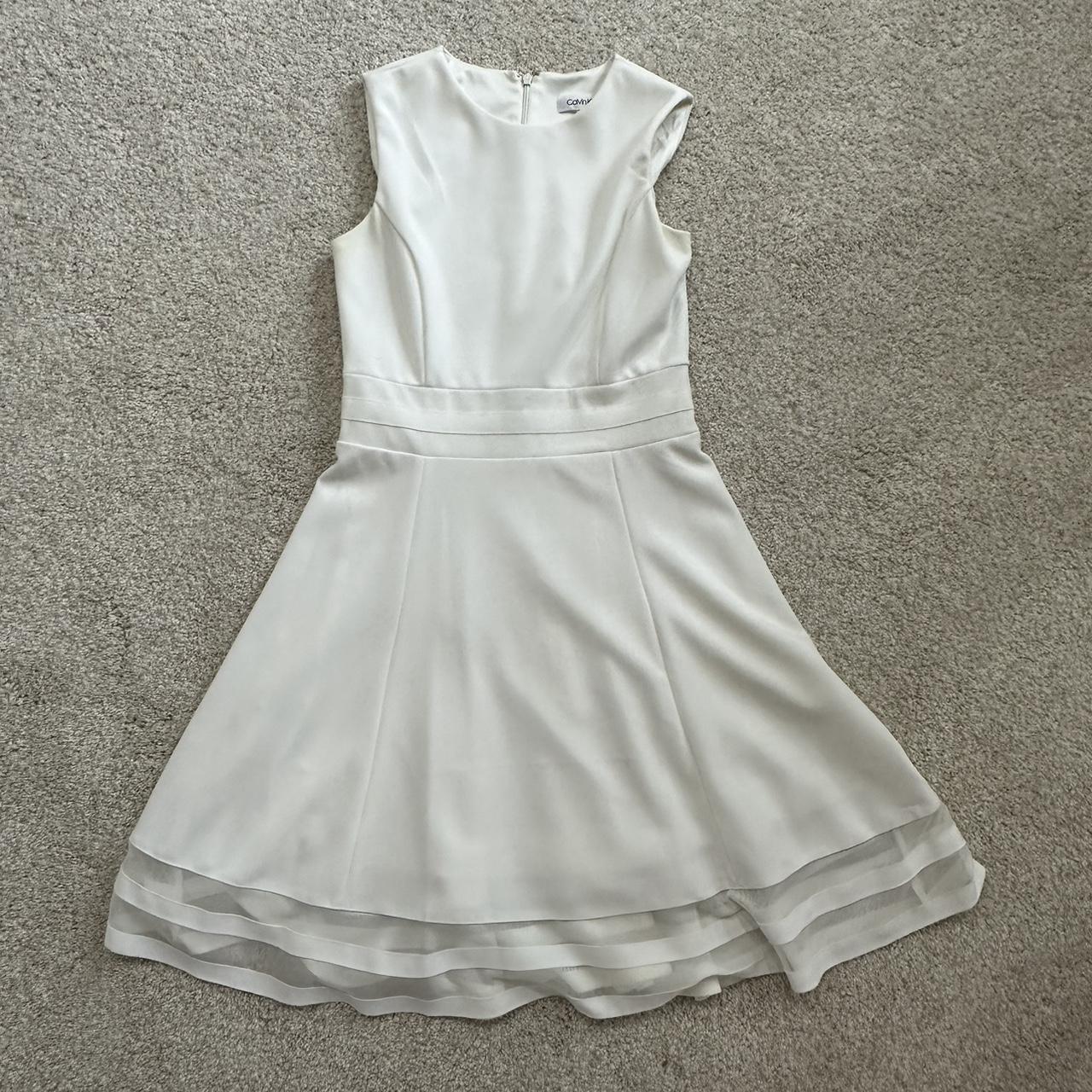 Calvin klein white fit and flare dress best sale