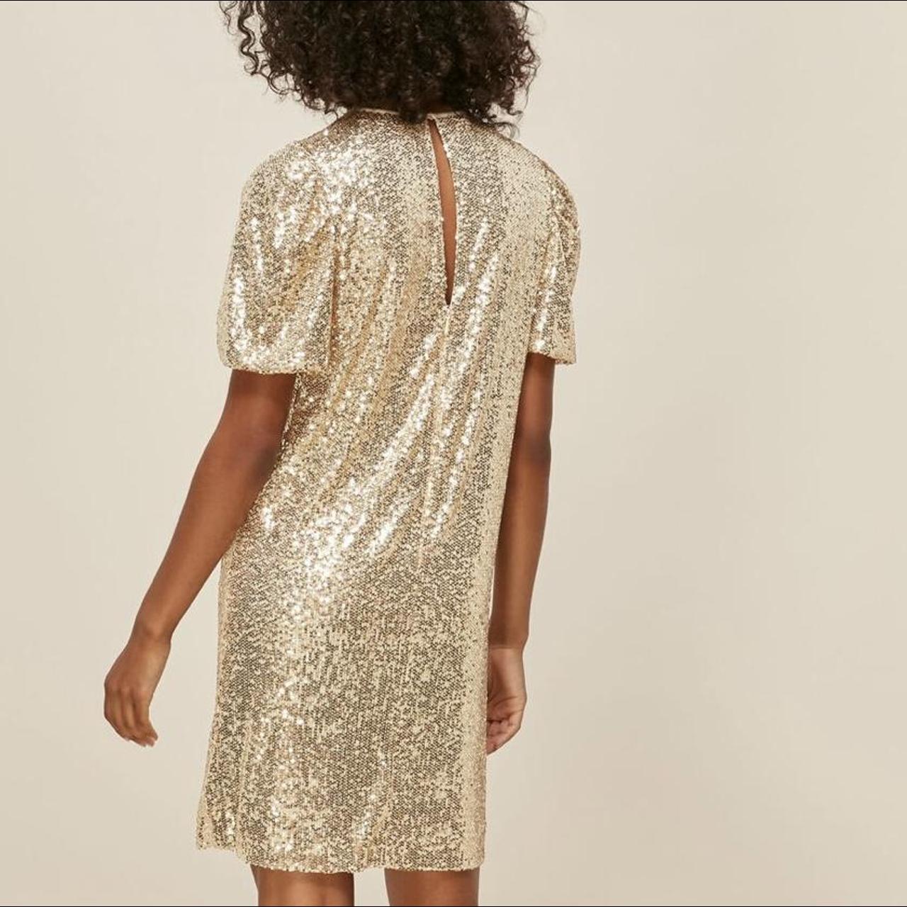 Whistles Gold / Champagne Sequin Shift Dress Size... Depop