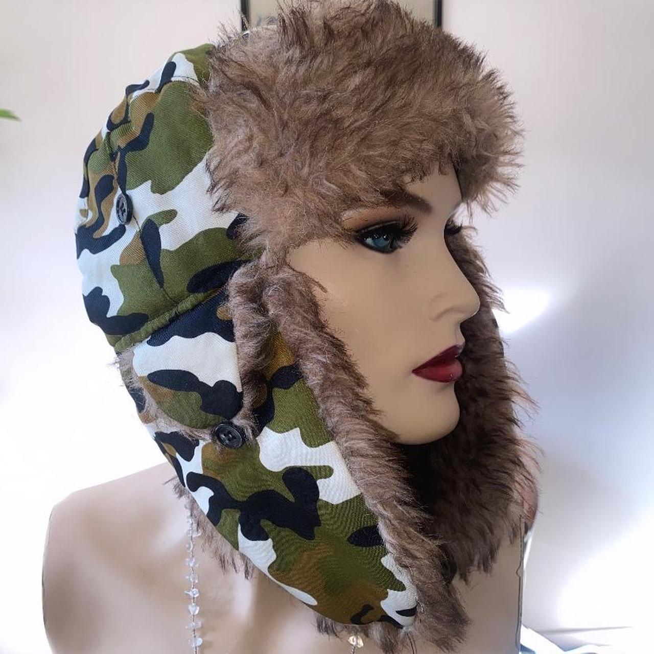 Camo-Print Faux Fur Ushanka Winter Hat ☆ Perfect for... - Depop