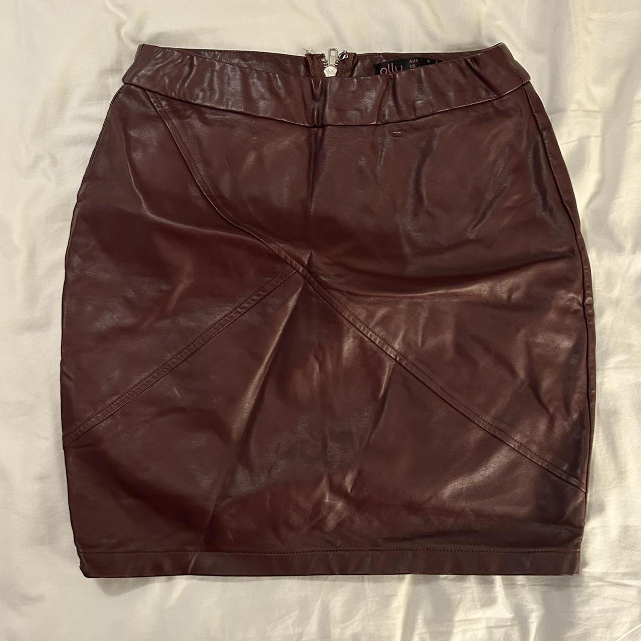 ALLY mini leather skirt Size S Selling for $15 Worn... - Depop