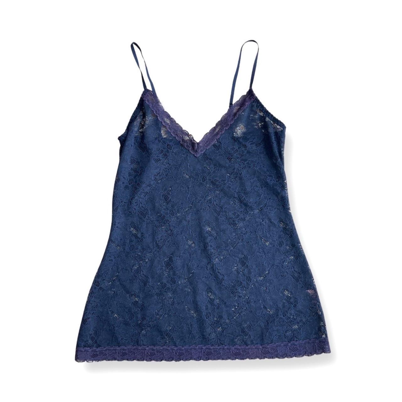 Calypso St. Barth navy lace floral tank top size S /... - Depop