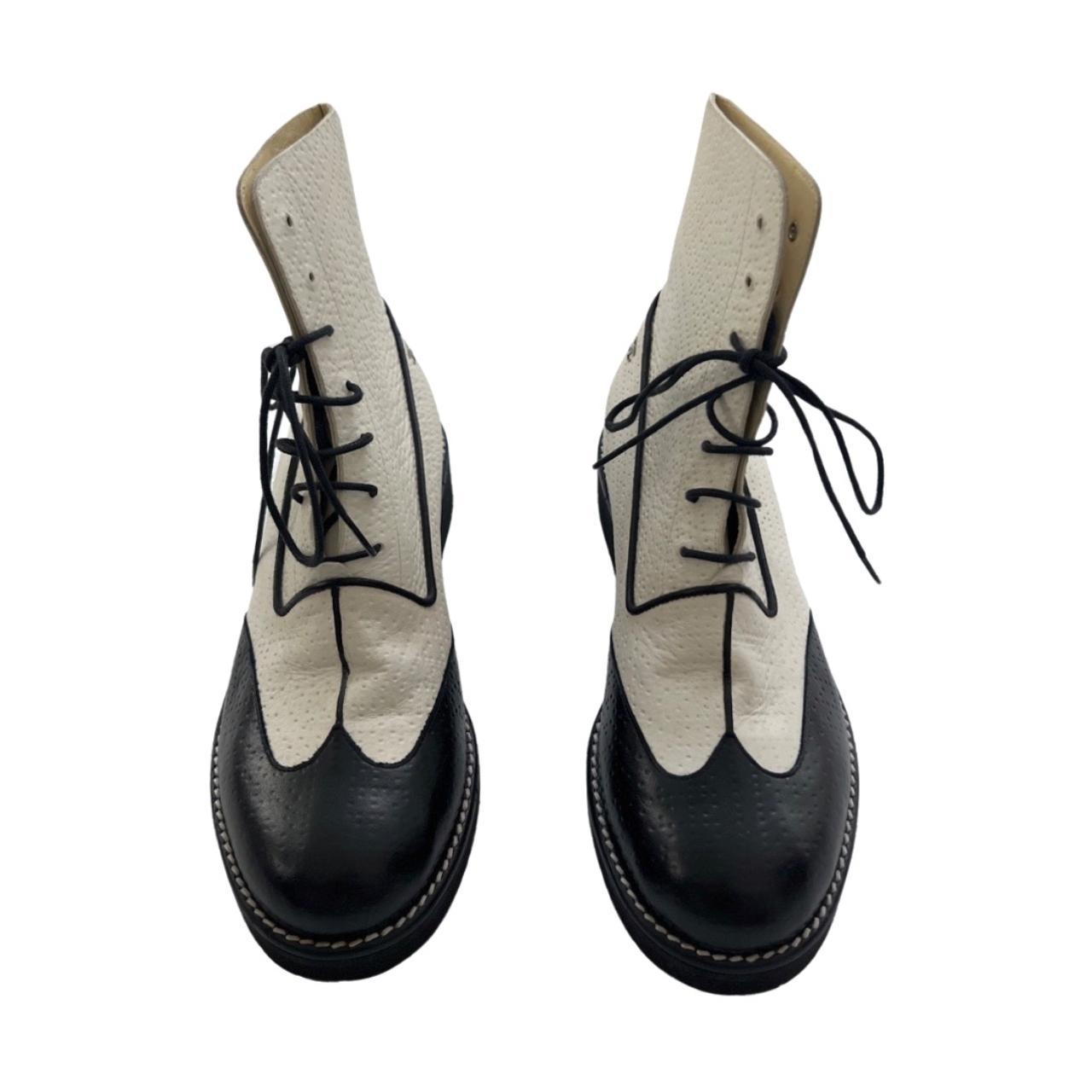 Chanel black white oxford ankle boots size 37.5 18