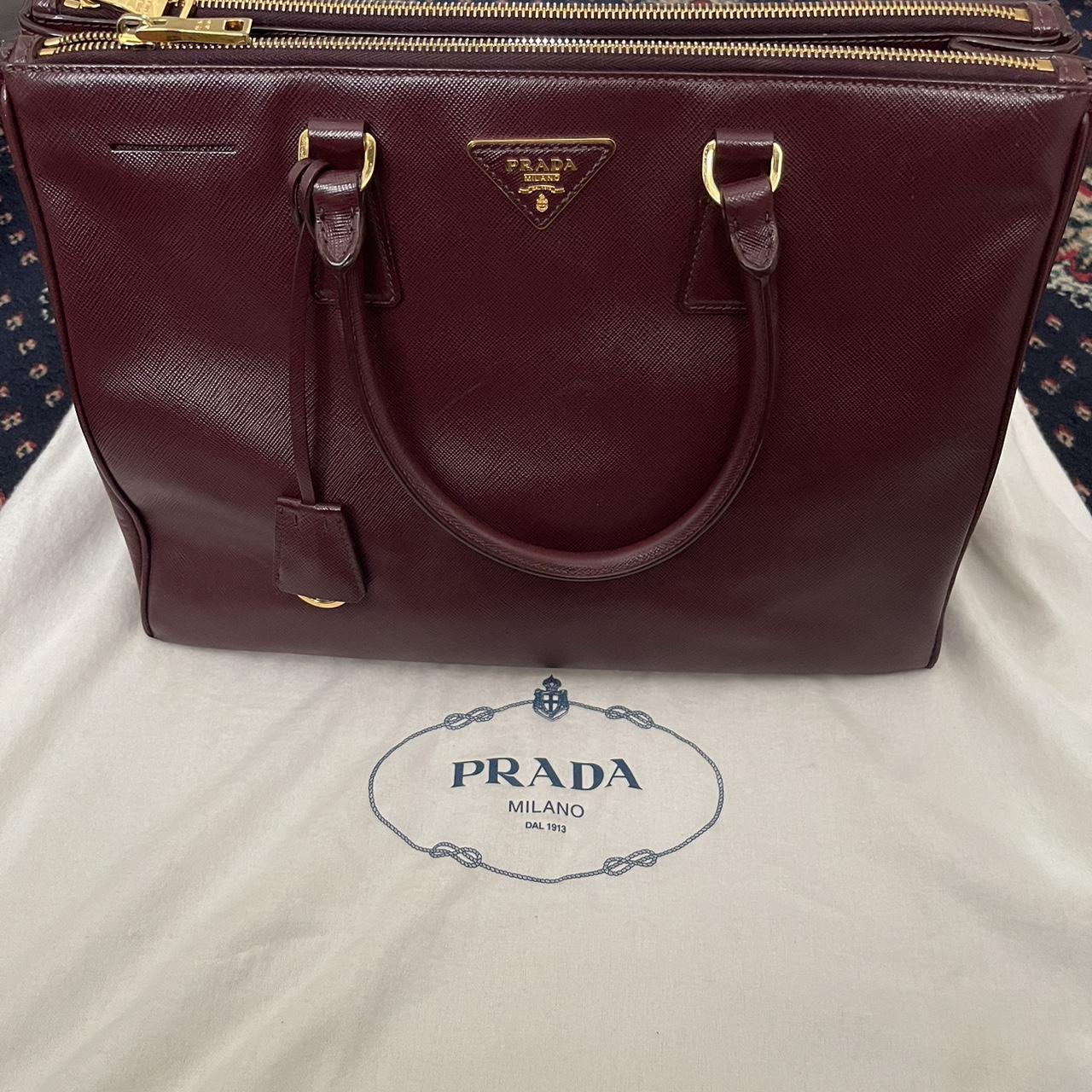 Prada Saffiano Leather Large Tote Bag Burgundy with