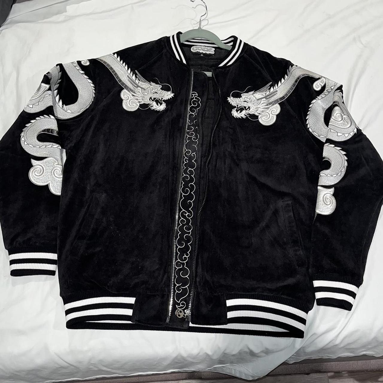 Cool Shirtz dragon jacket Black jacket with white... Depop