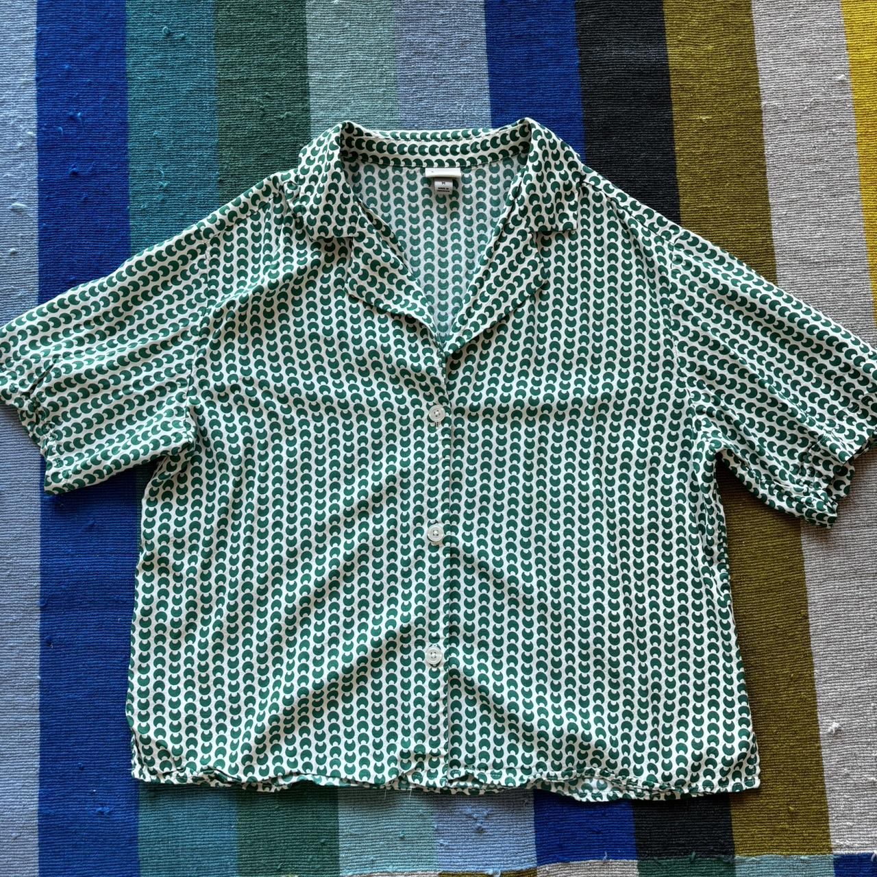 A New Day Women's White and Green Blouse