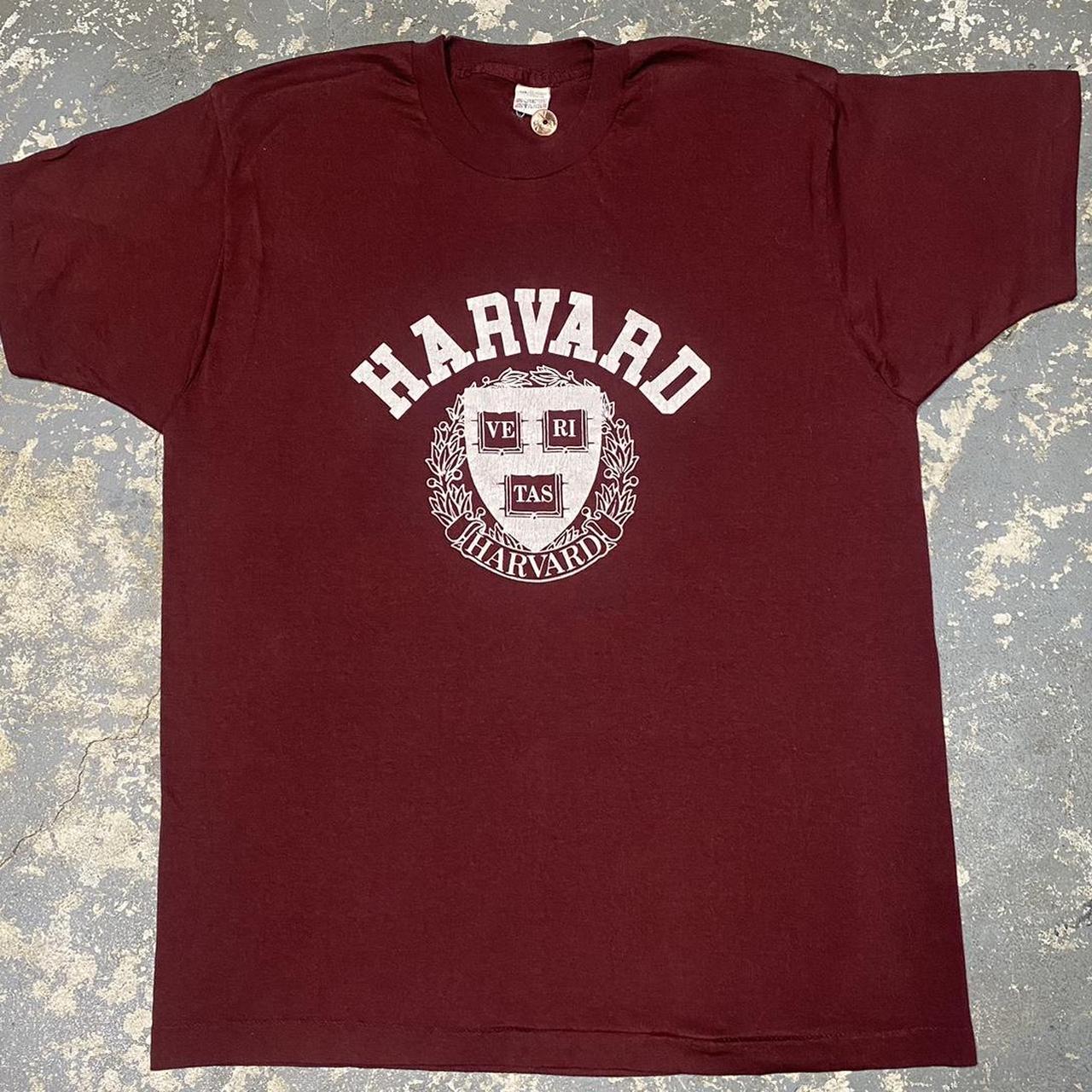 Vintage 80s Harvard University Veritas Tshirt... - Depop