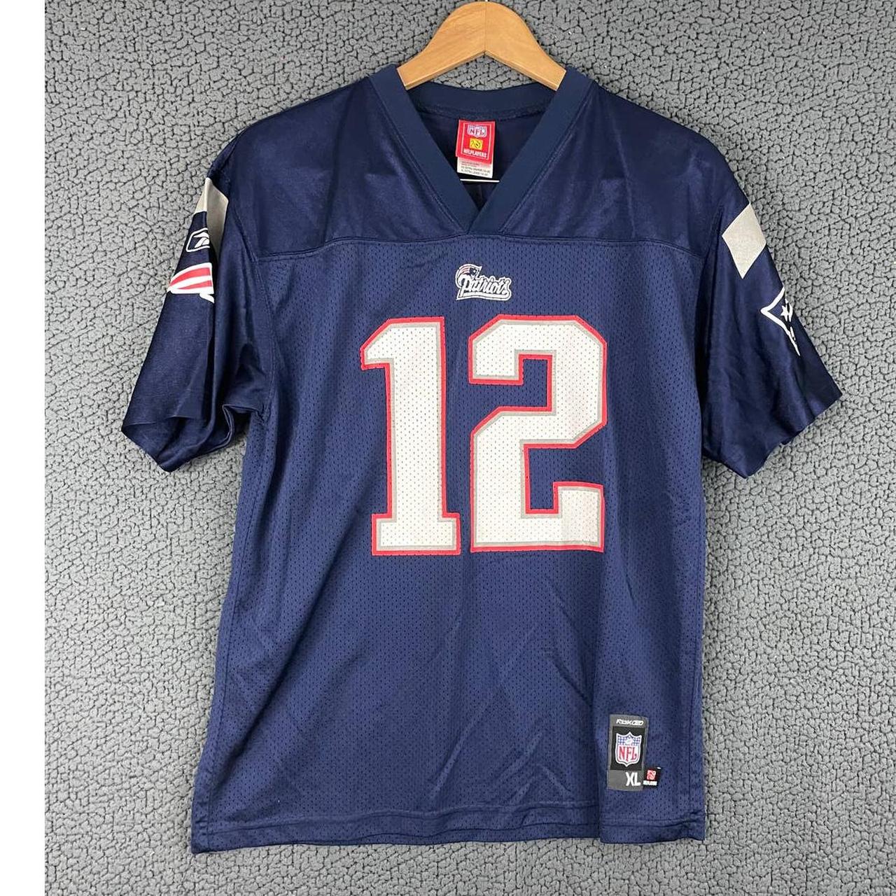 NFL New England Patriots Tom Brady 12 Reebok Blue Jersey Youth L