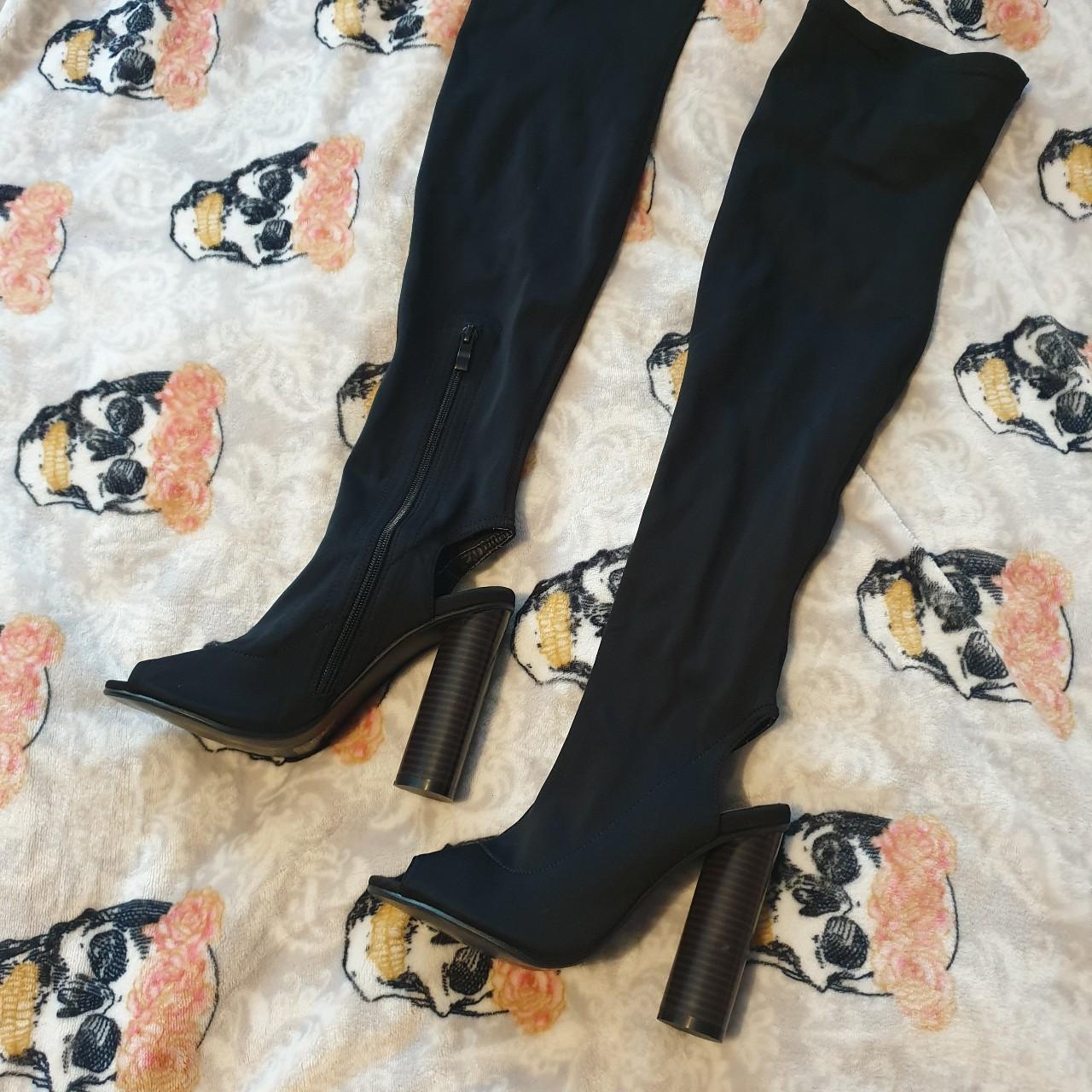 Above the knee, open toe, open heel boots. Worn... - Depop