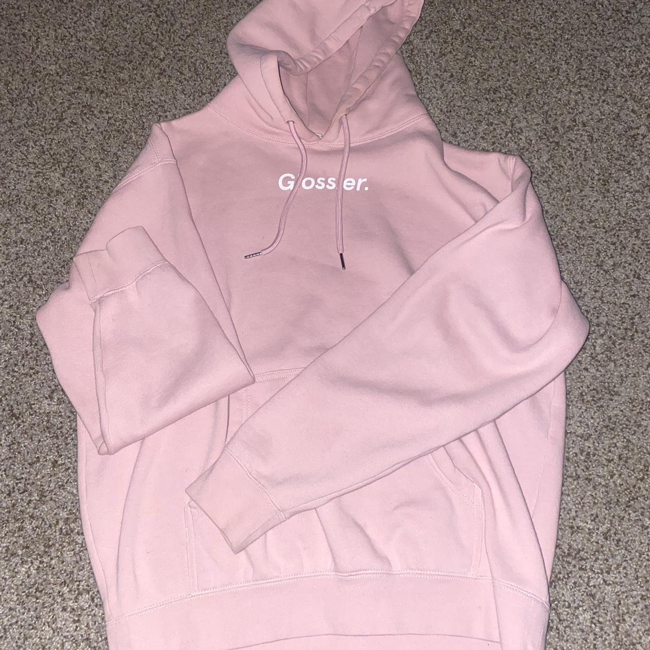 pink glossier hoodie, super cute, only worn a few... - Depop