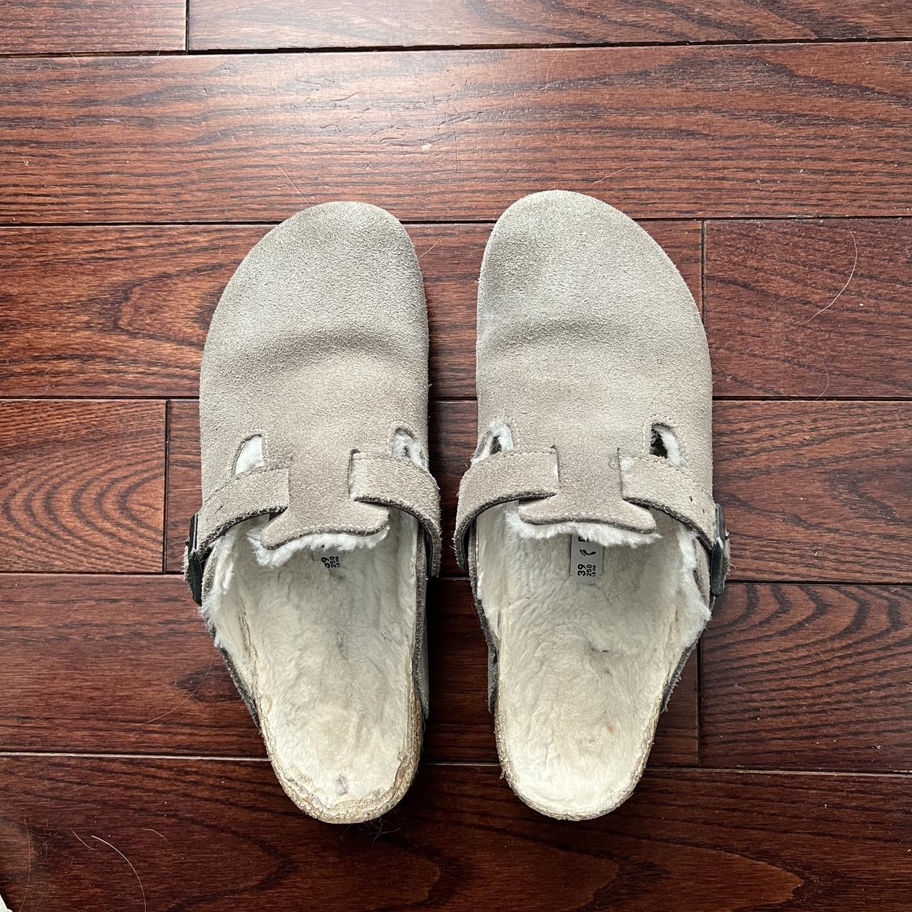 shearling lined birkenstock clogs