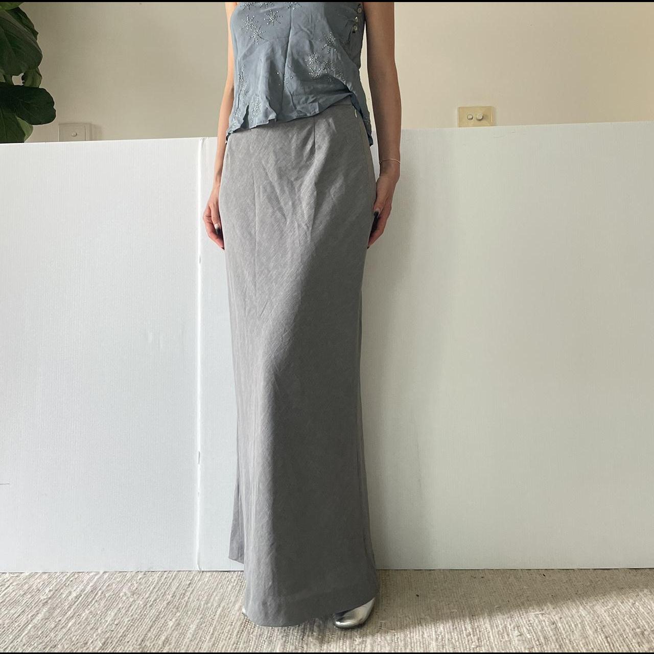 Vintage Japanese grey full-length maxi skirt.... - Depop