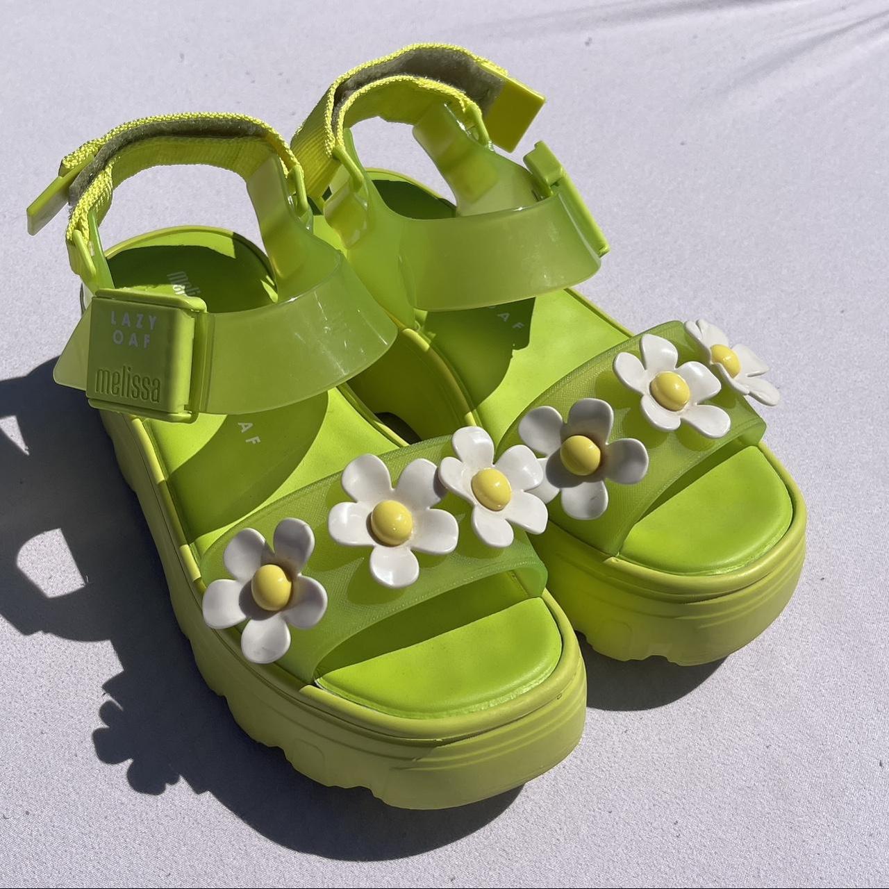 Lazy Oaf Women's Green Sandals | Depop