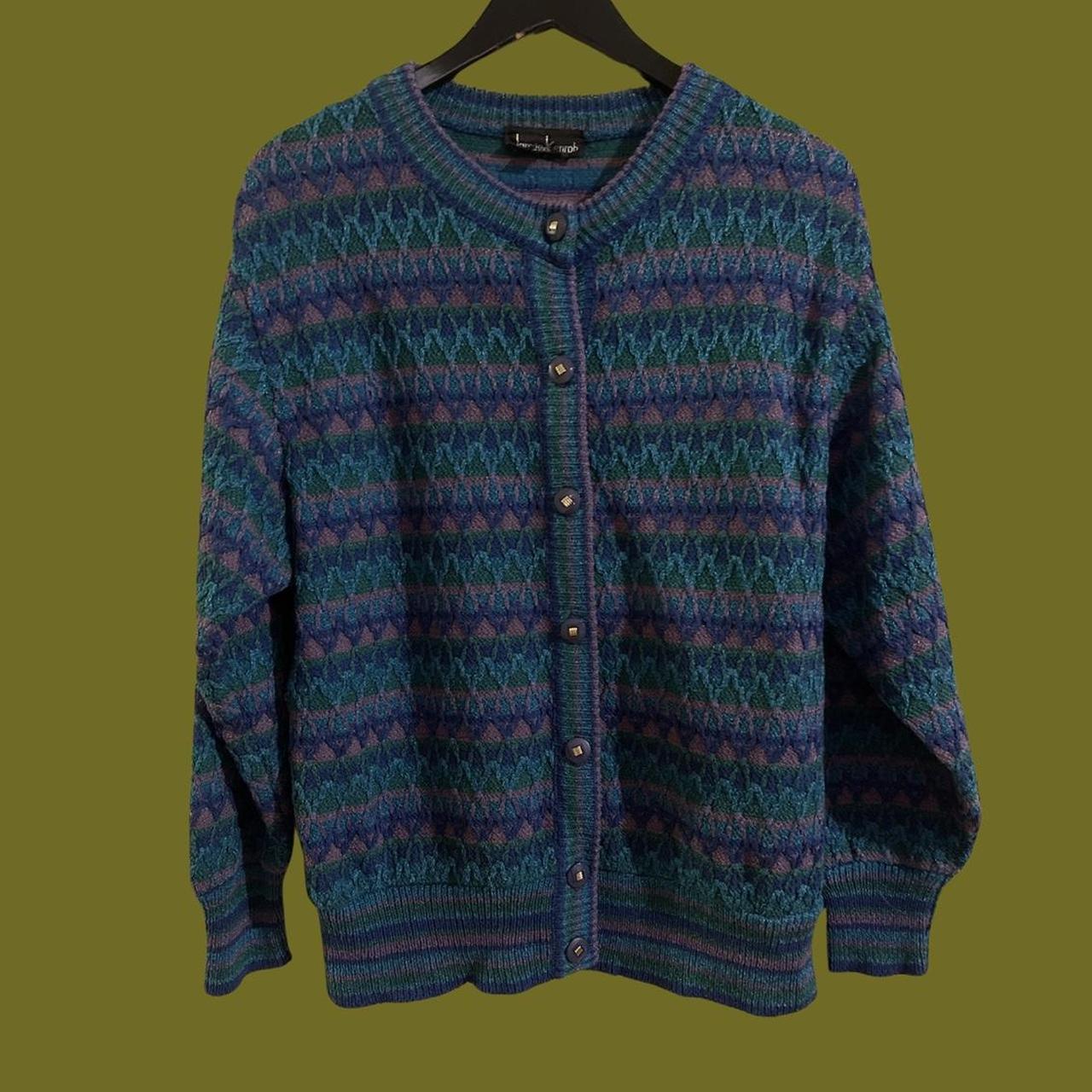 Vintage knit cardigan Such rad colors on... - Depop
