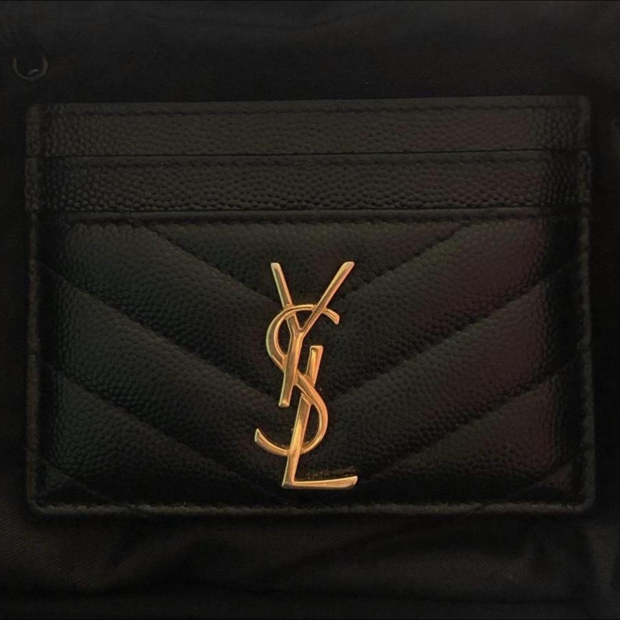 YSL/Yves Saint Laurent monogram lamb skin card... - Depop