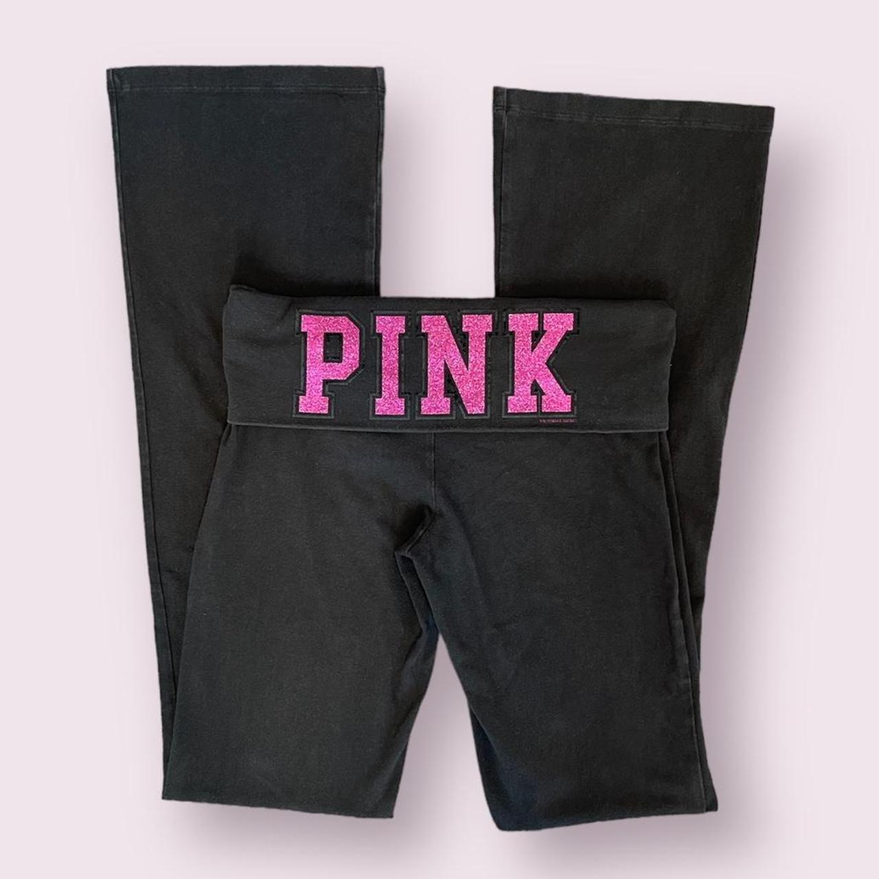 y2k pink foldover leggings size xs good - Depop