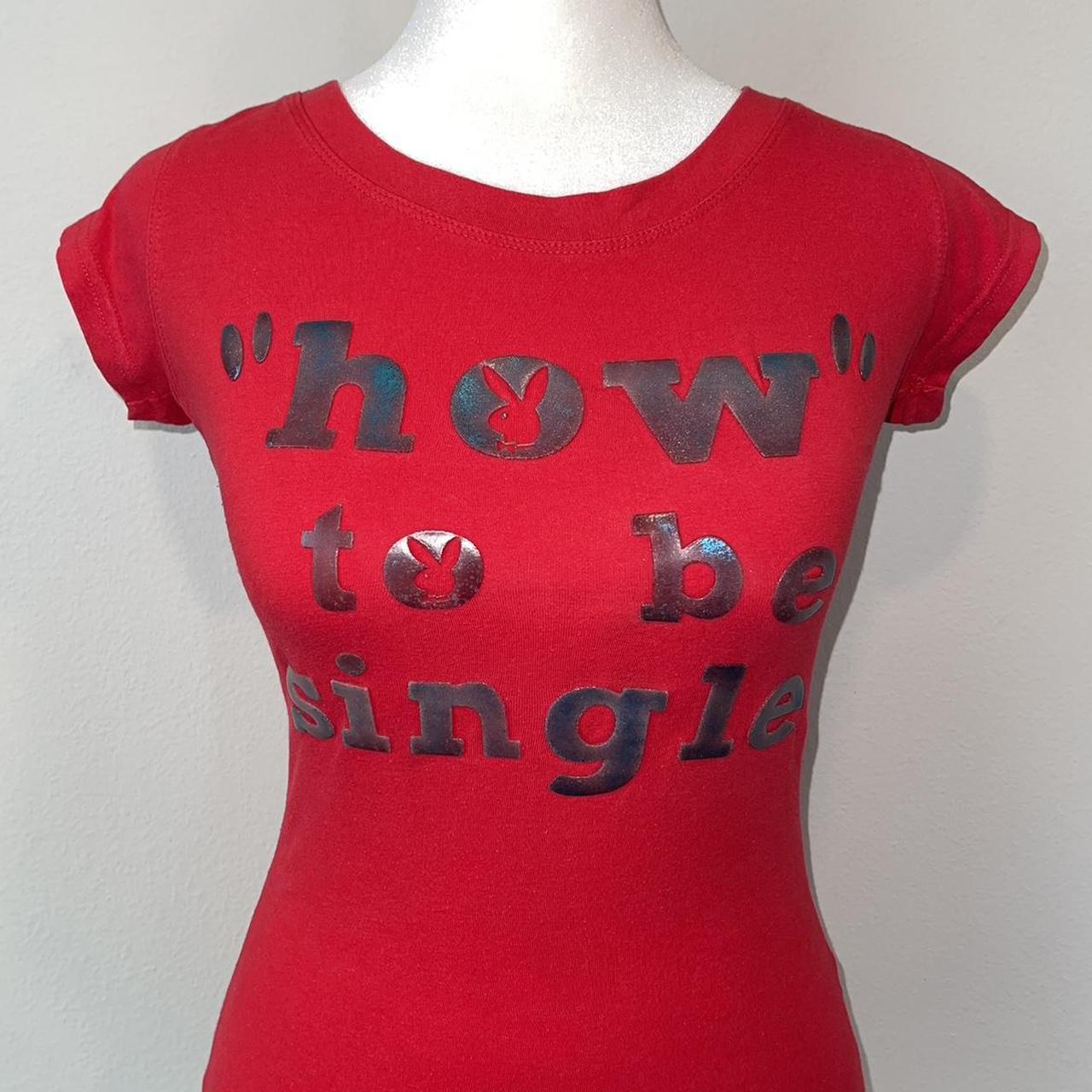 Y2K Playboy red baby tee says “how to be... - Depop