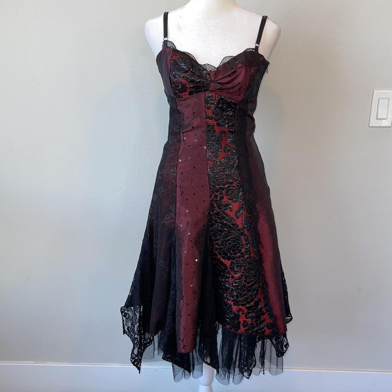 Y K Red And Black Prom Dress Vampy Goth Midi Dress Depop