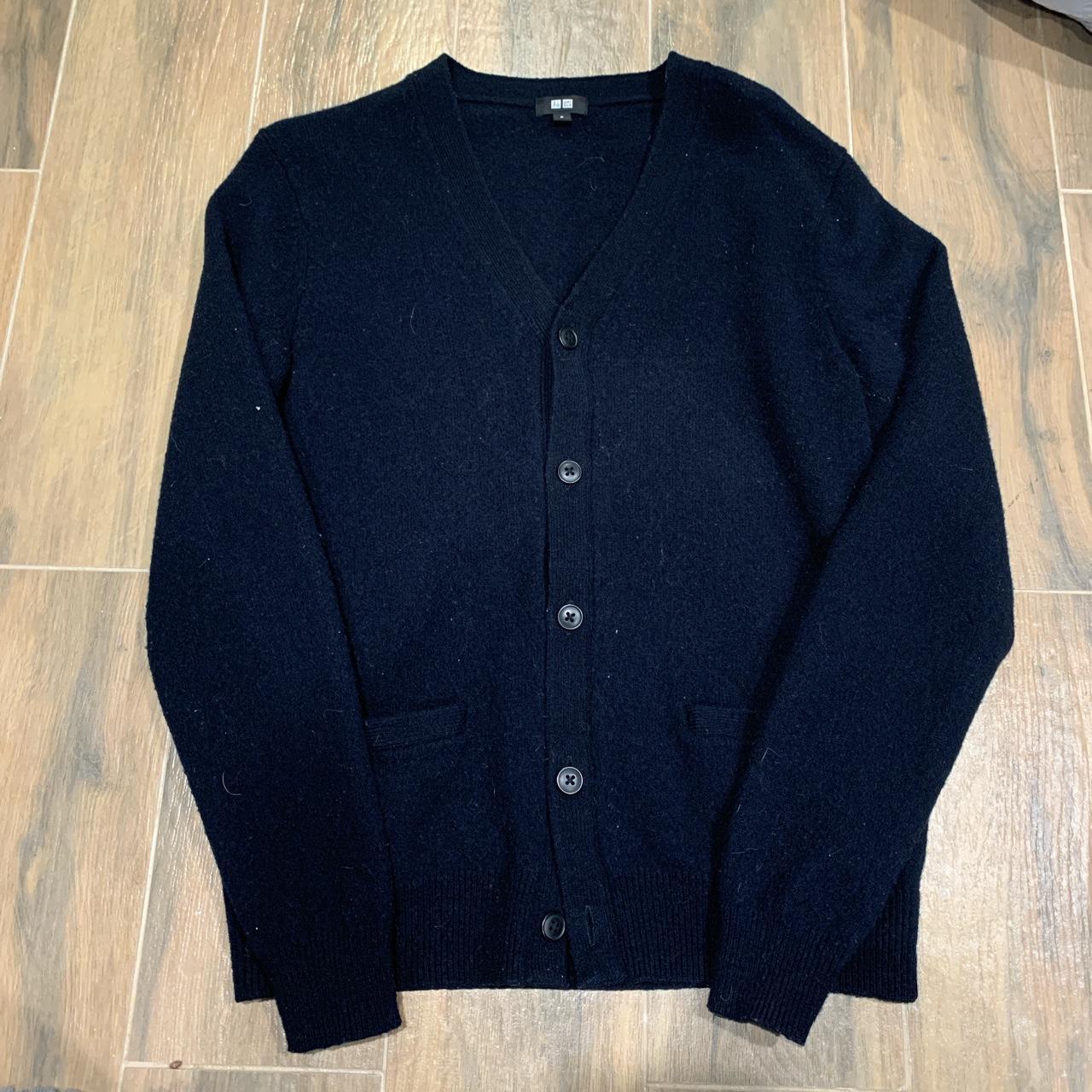 UNIQLO Men's Navy and Blue Cardigan | Depop