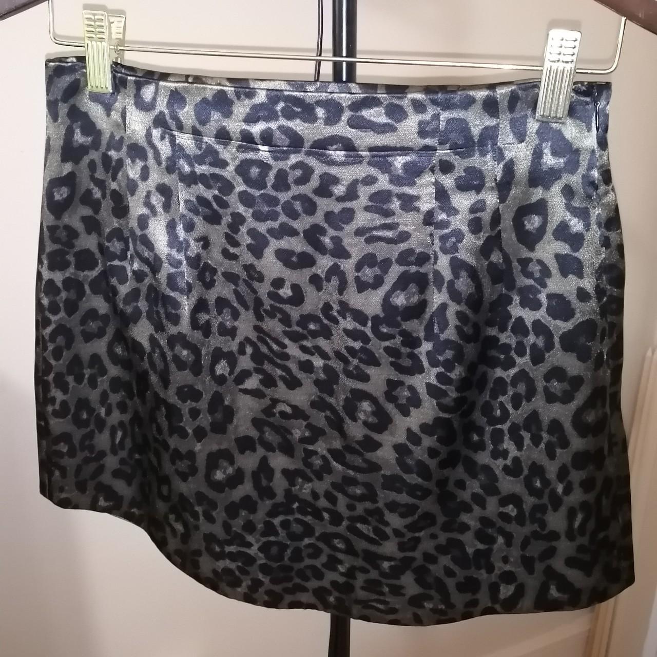 Zara Leopard print satin-feel mini skirt, Zipper