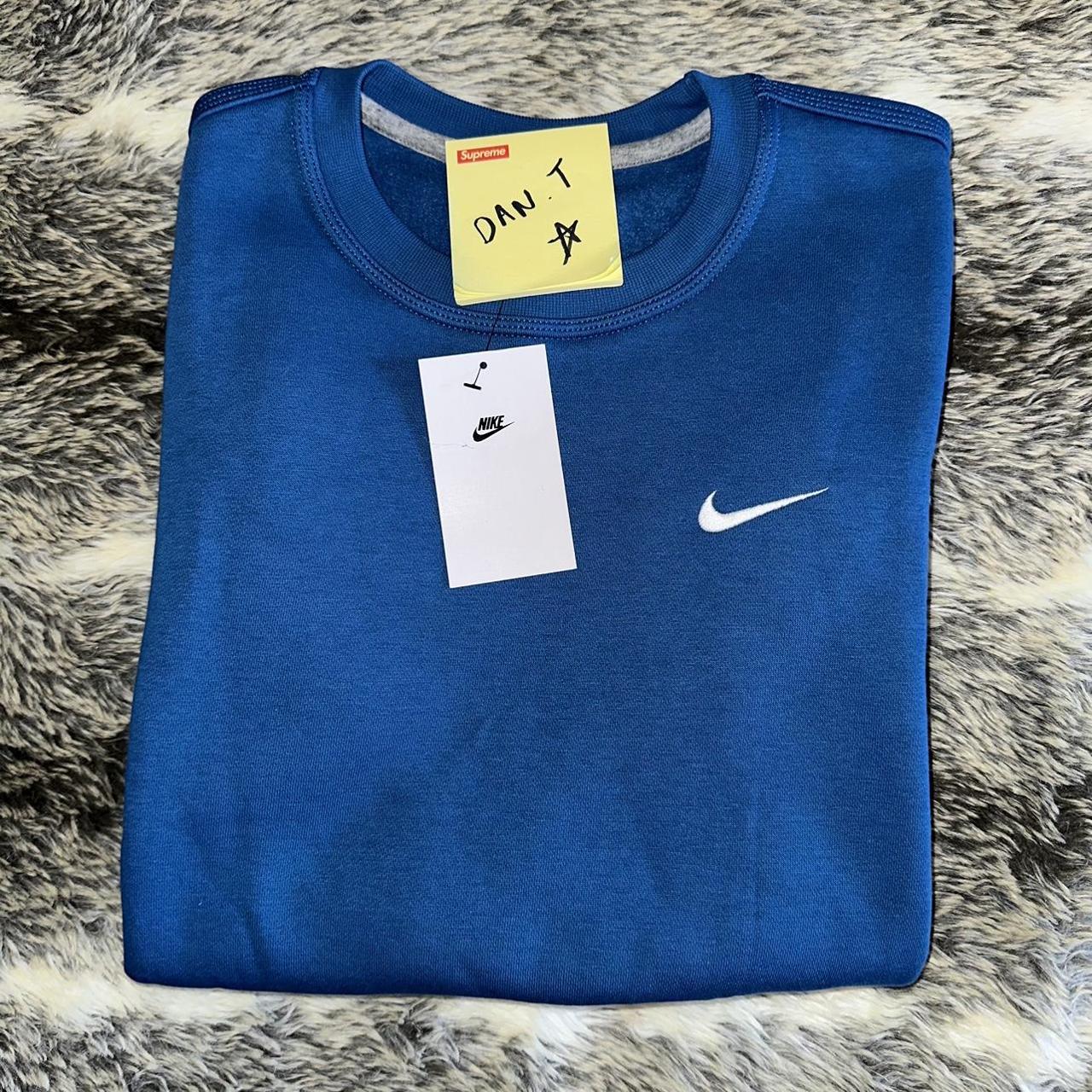 Nike royal blue sportswear club fleece crewneck... - Depop