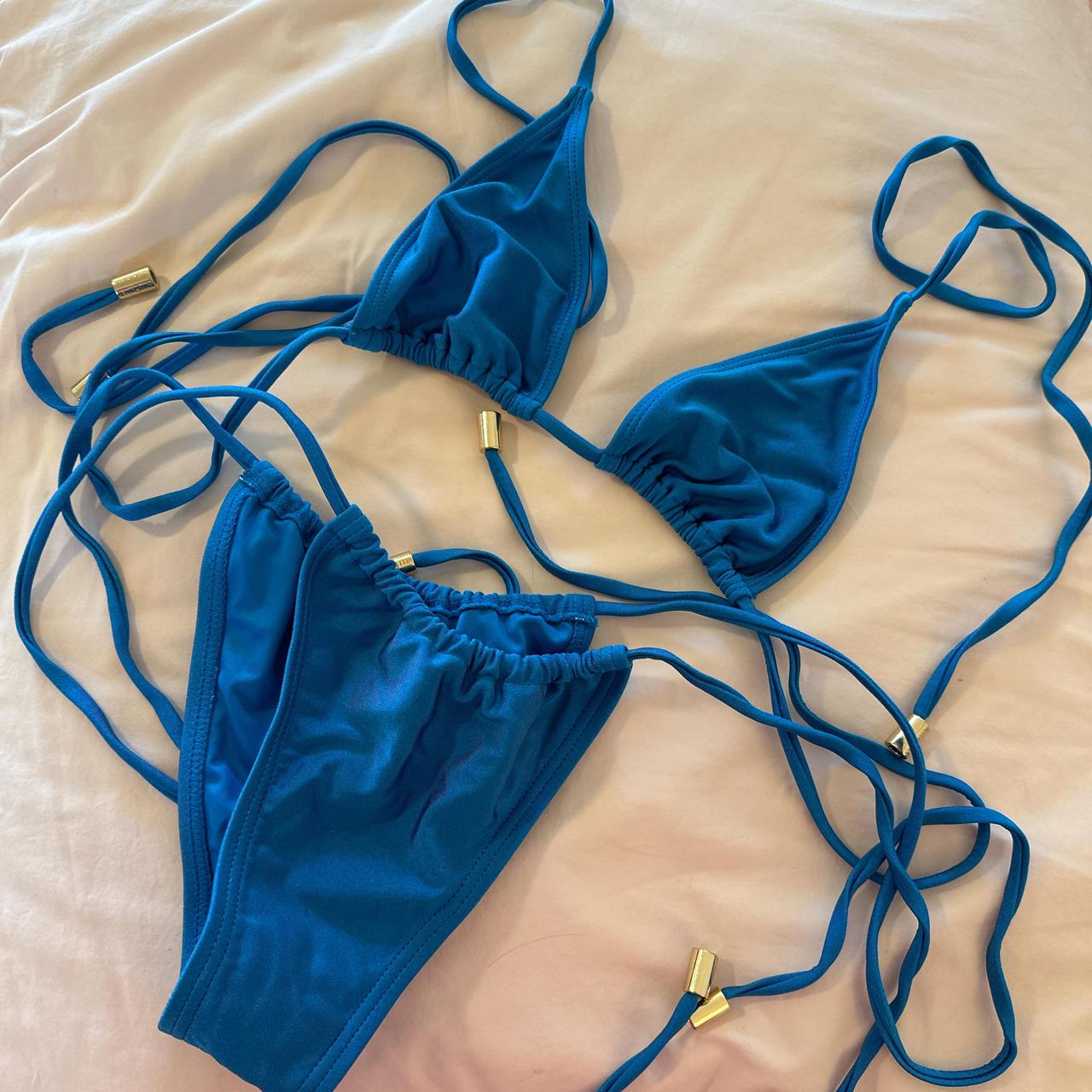 Hello Molly Blue Bikini Size Xs Top And Bottom Depop