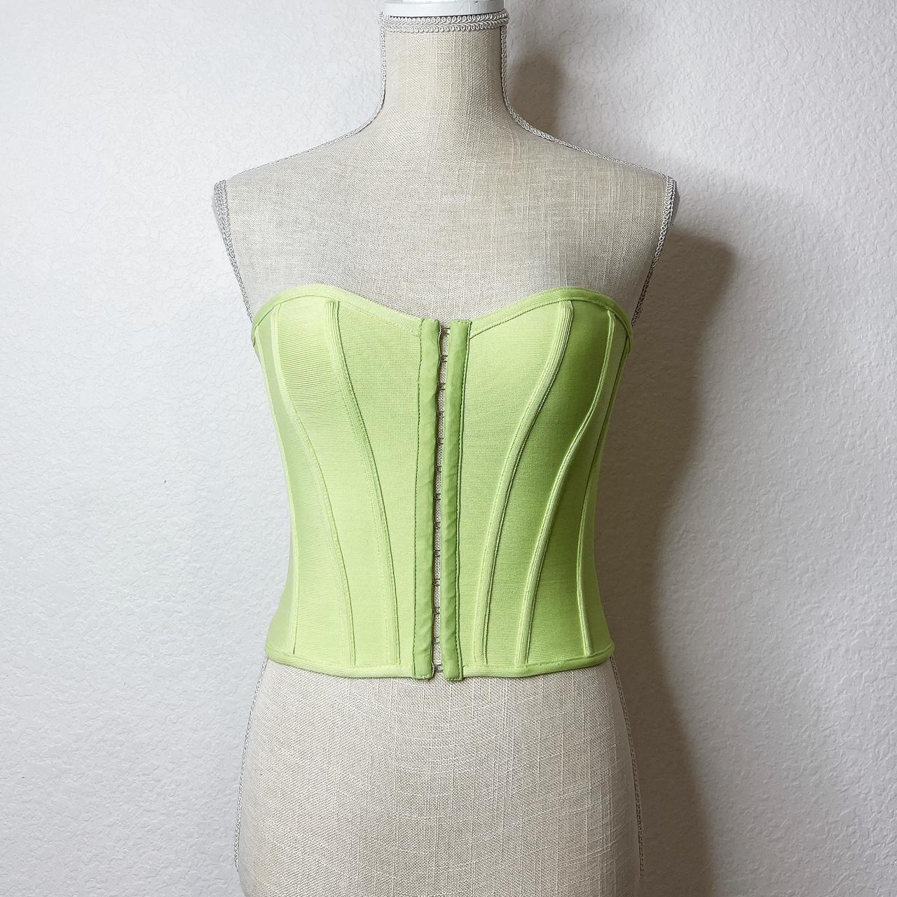 Pretty Little Thing green corset top - Depop