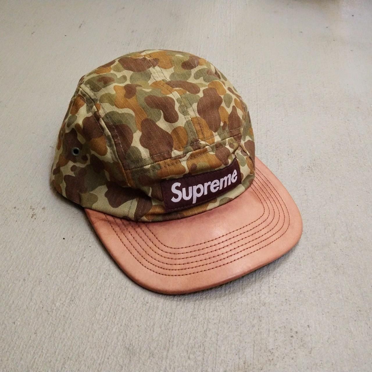 Supreme Duck Camo Leather Camp Cap 100 Depop