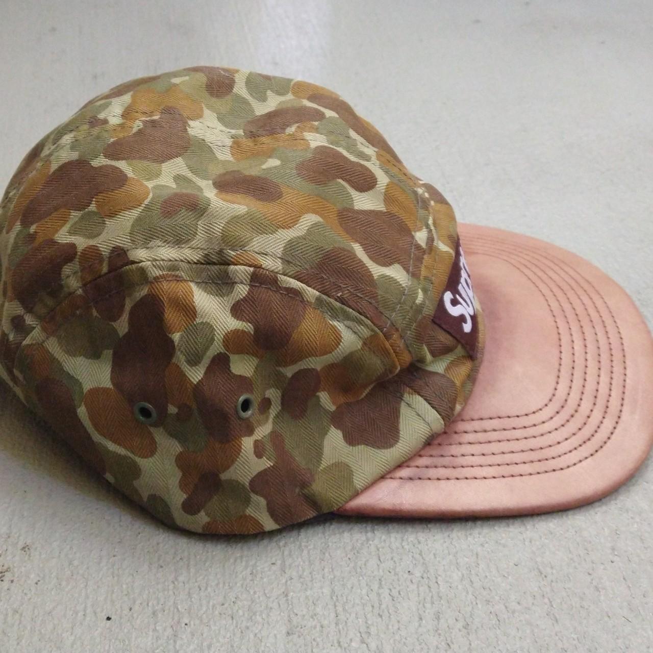 Supreme Duck Camo Leather Camp Cap , 100%...