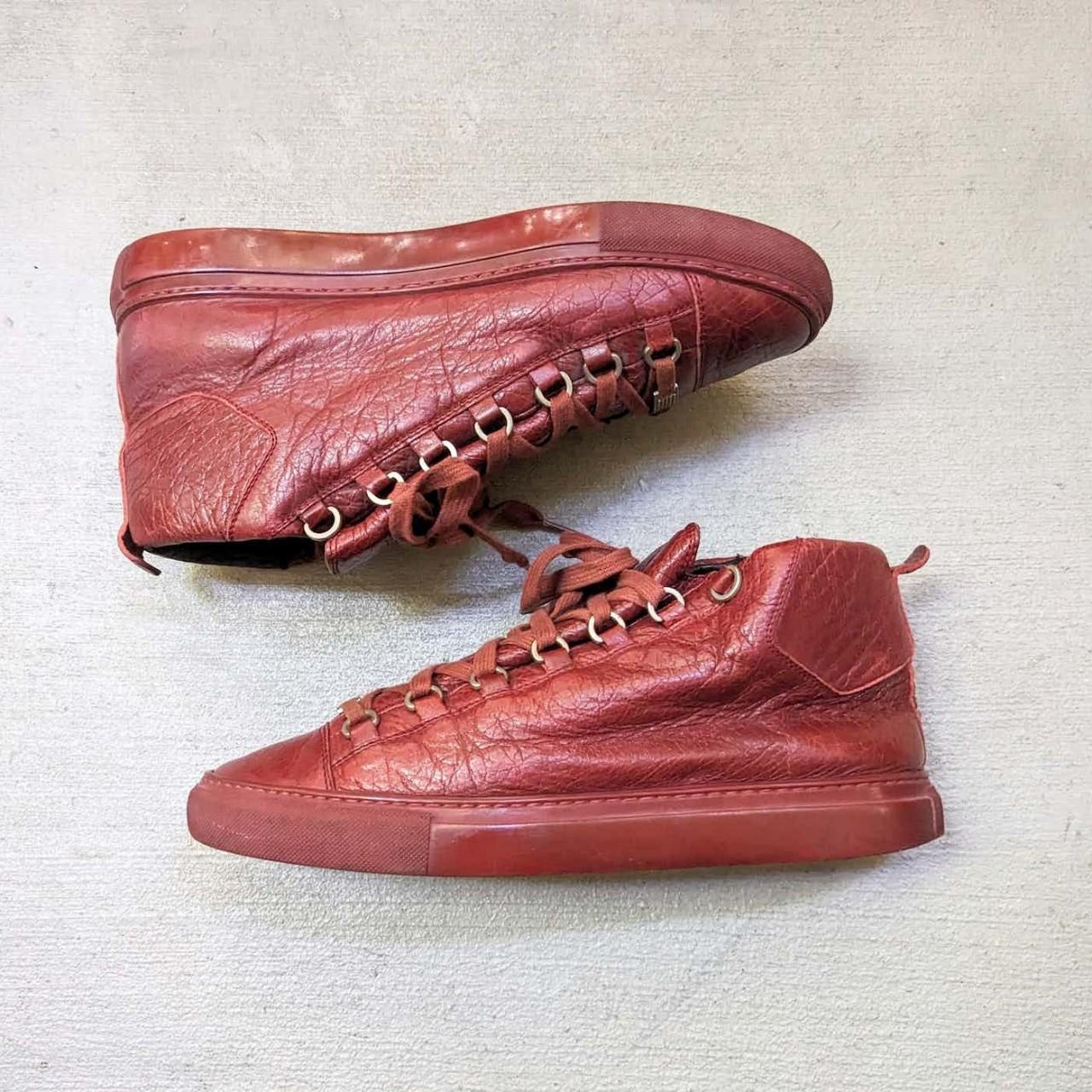 Burgundy balenciaga arena sneakers online