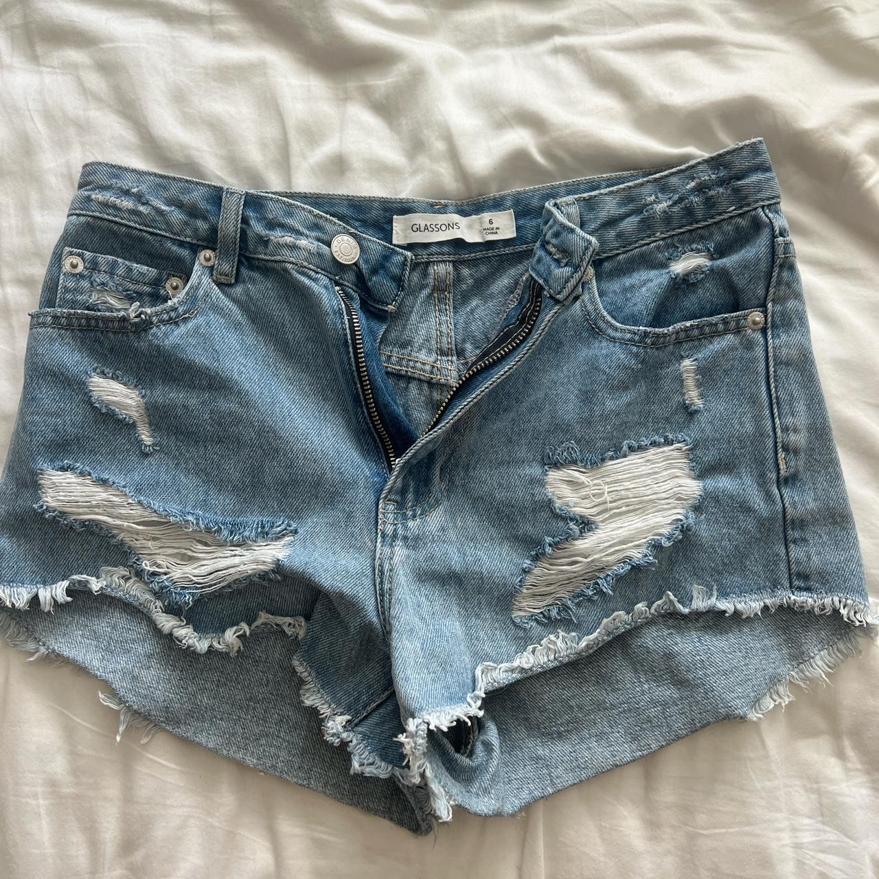 Glassons Ripped denim shorts size 6. Never worn,... - Depop