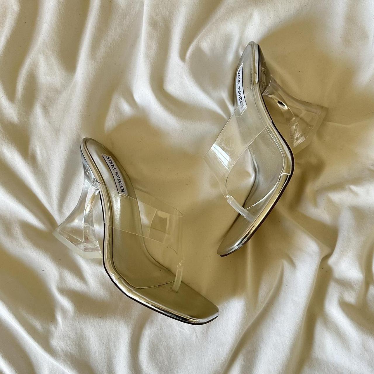 Steve Madden clear kitten heels 🤍 The cutest silver... - Depop