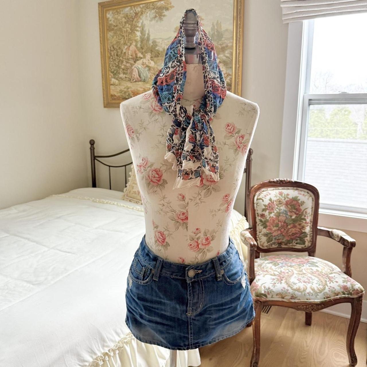 Women's Scarf - Blue/Multi – boho patchwork scarf… - image 1