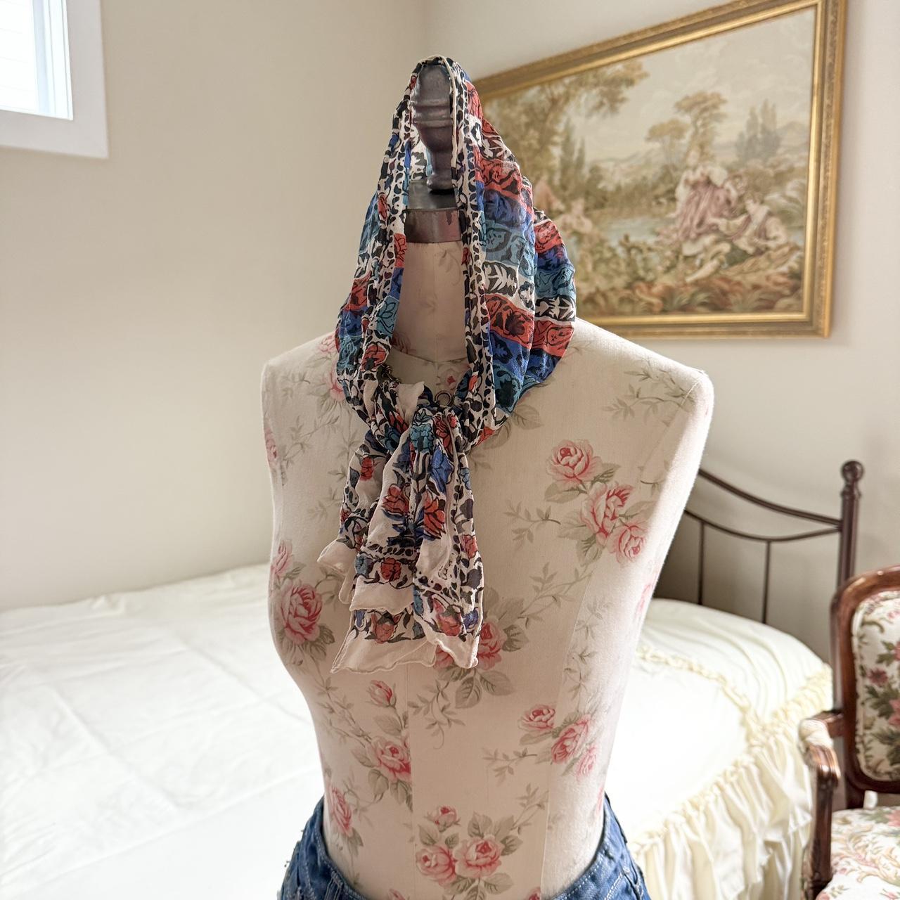 Women's Scarf - Blue/Multi – boho patchwork scarf… - image 2