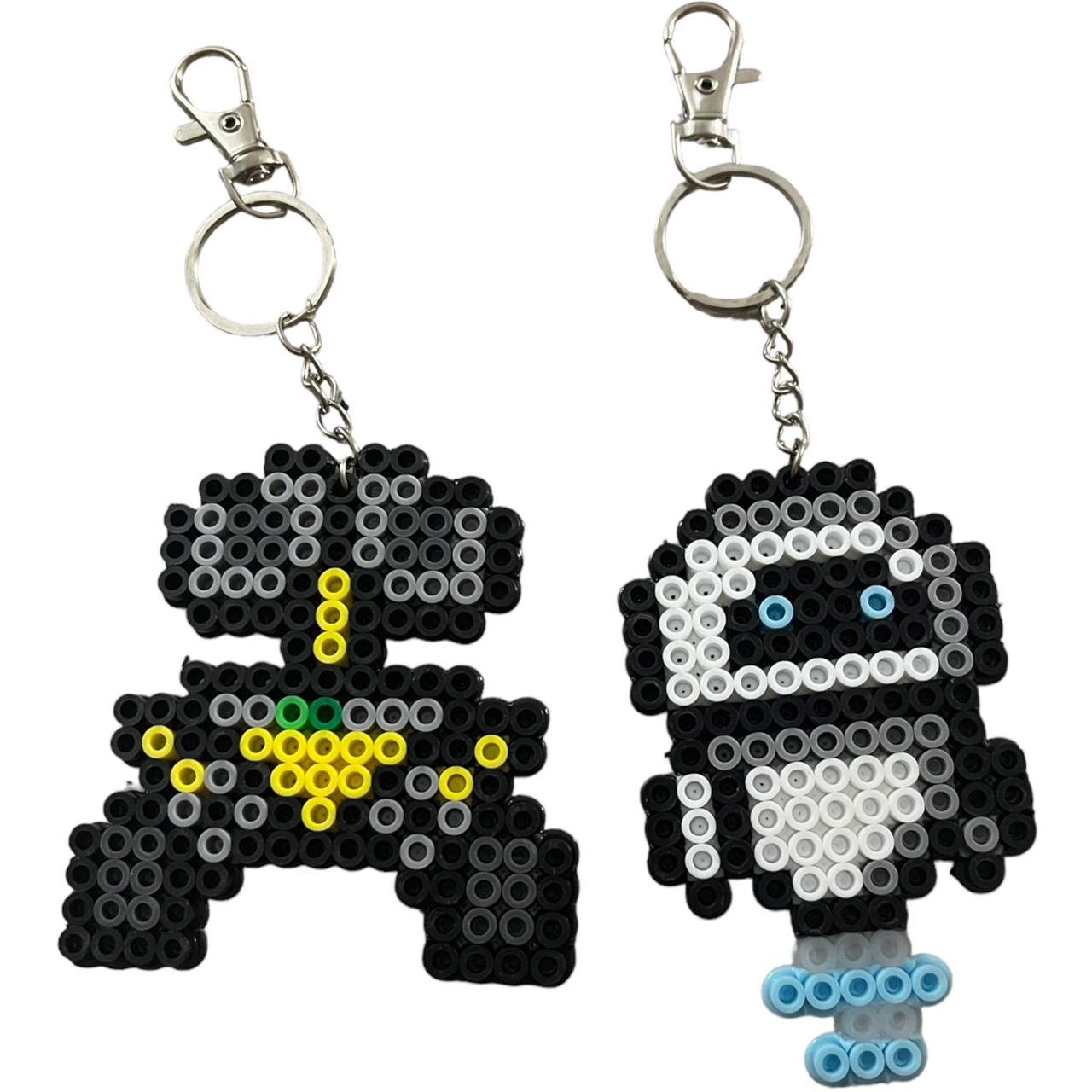 Wall-E and Eve Perler Bead Art Keychain Set,