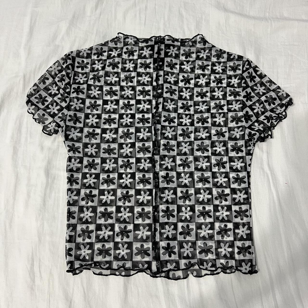 Just Polly Black/White Checkered Mesh Top * Says... - Depop