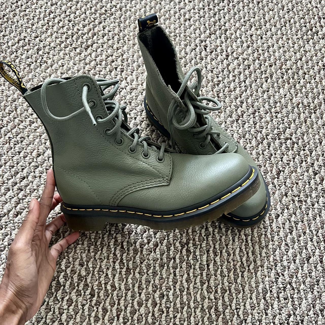 olive green dr marten boots