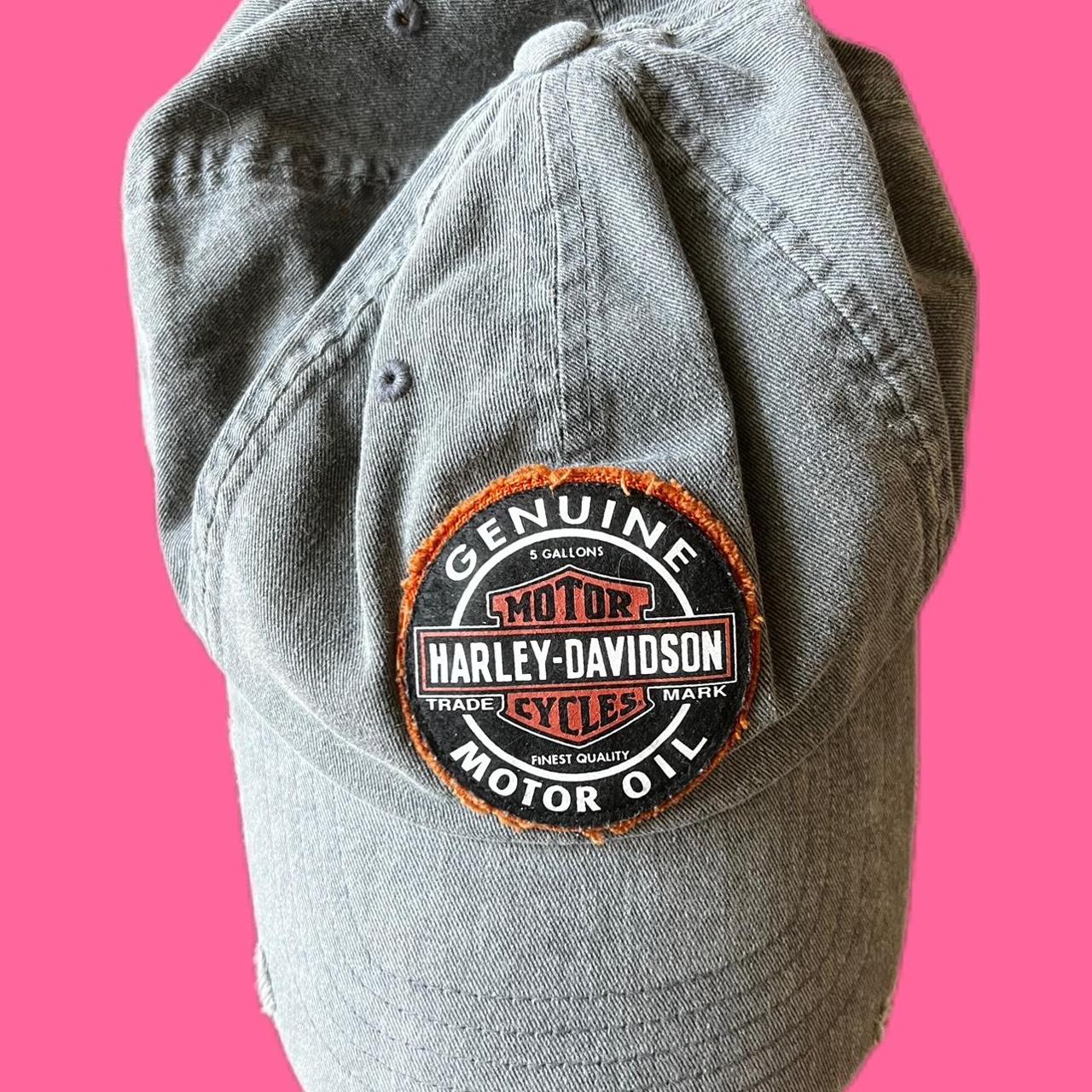 Harley Davidson hat distressed edges adjustable strap Depop