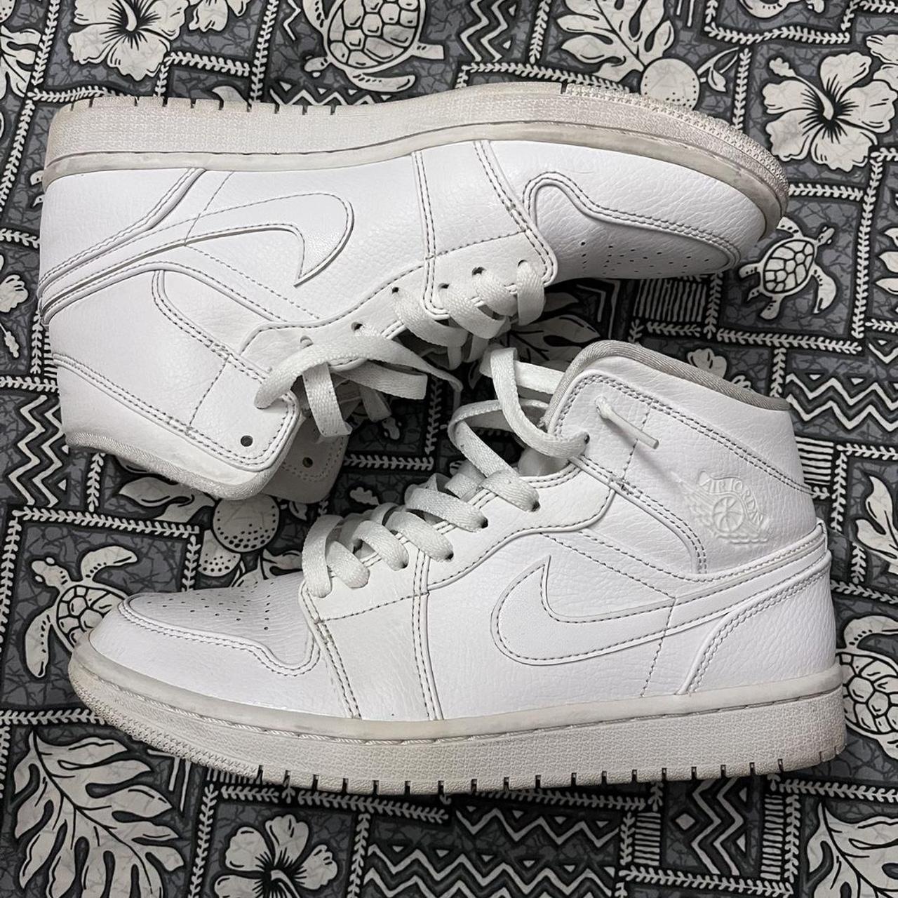 Jordan 1 Mid Triple White Beaters 😂 No box 50... Depop