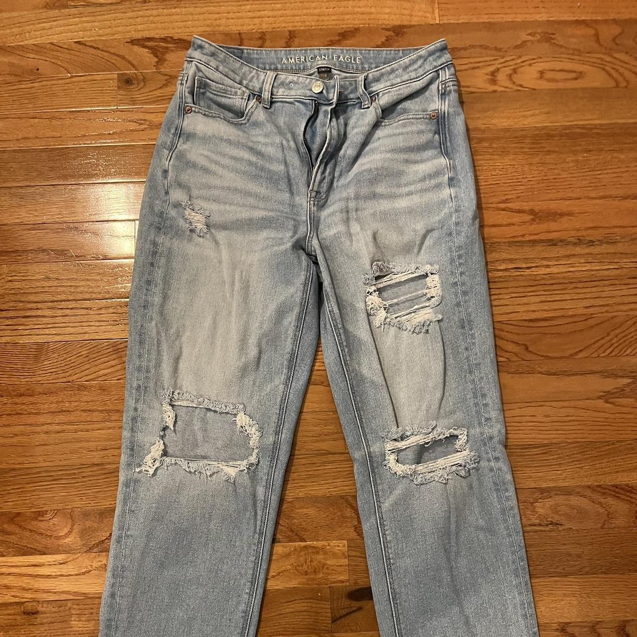 ripped american eagle jeans, worn a few times, no - Depop