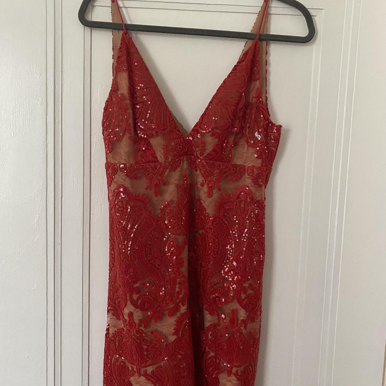 Red glitter dress Side boob on one half of the dress - Depop