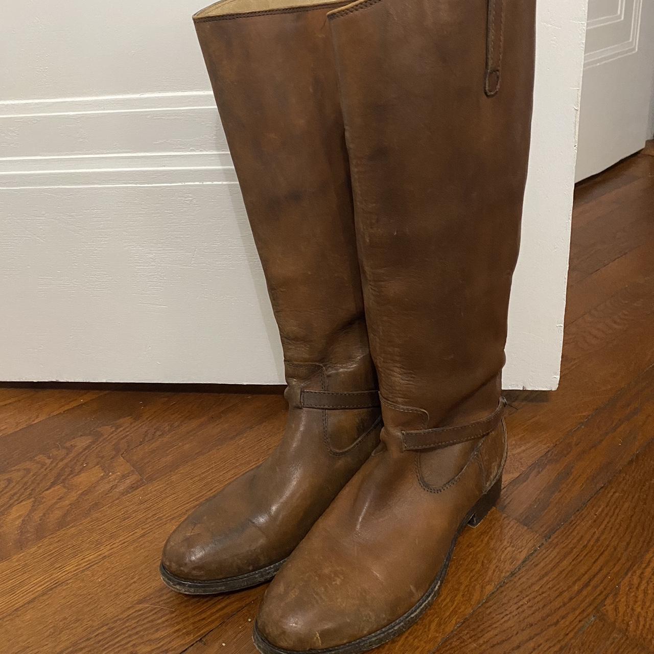 frye riding boots brown